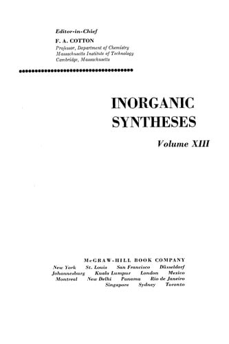 Inorganic syntheses