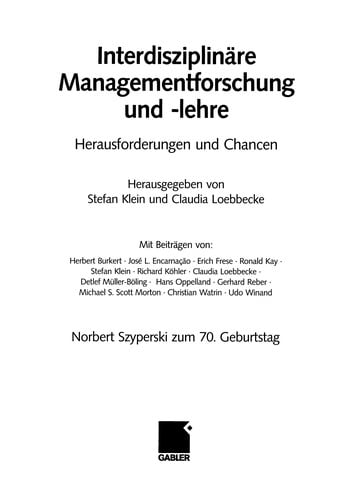 Interdisziplinäre Managementforschung und -lehre