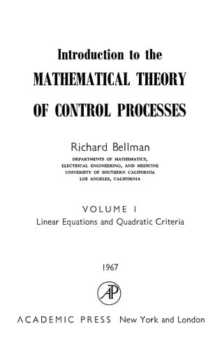 Introduction to the mathematical theory of control processes