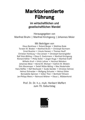 Marktorientierte Führung im wirtschaftlichen und gesellschaftlichen Wandel