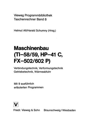 Maschinenbau (TI-58/59, HP-41 C, FX-502/602 P)