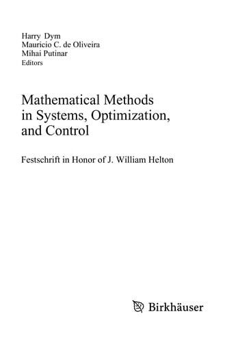 Mathematical Methods in Systems, Optimization, and Control