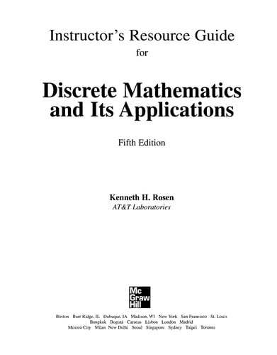 Instructor's resource guide for discrete mathematics and its applications