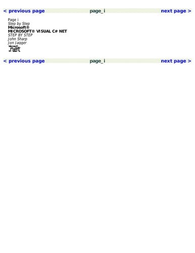 Microsoft Visual C[sharp].Net step by step