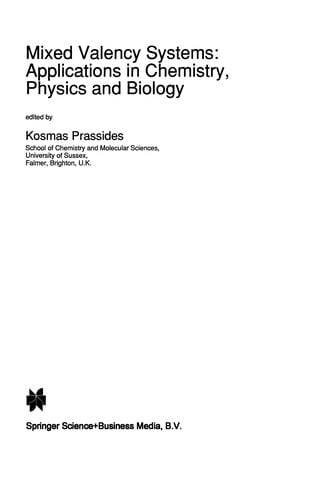 Mixed Valency Systems: Applications in Chemistry, Physics and Biology