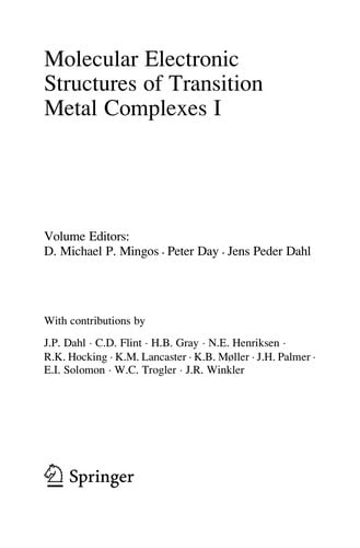 Molecular electronic structures of transition metal complexes