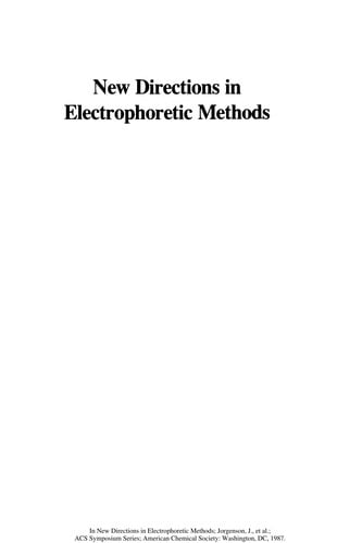 New directions in electrophoretic methods