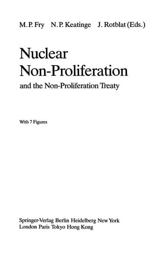 Nuclear non-proliferation and the non-proliferation treaty