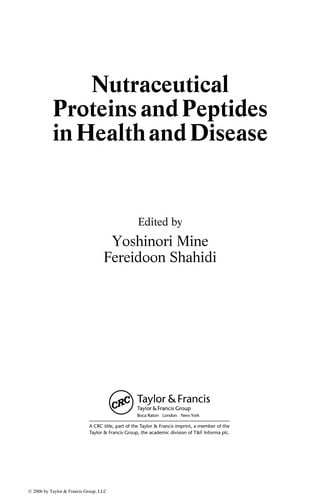 Nutraceutical proteins and peptides in health and disease