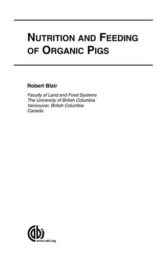 Nutrition and feeding of organic pigs