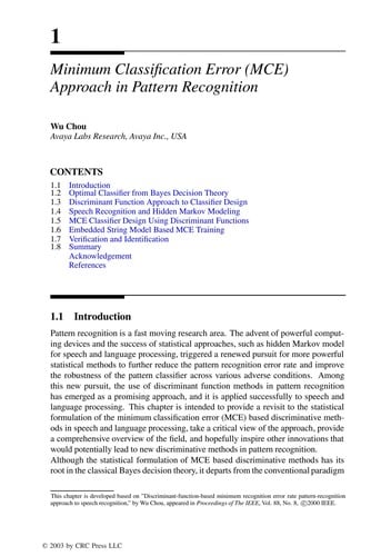 Pattern recognition in speech and language processing