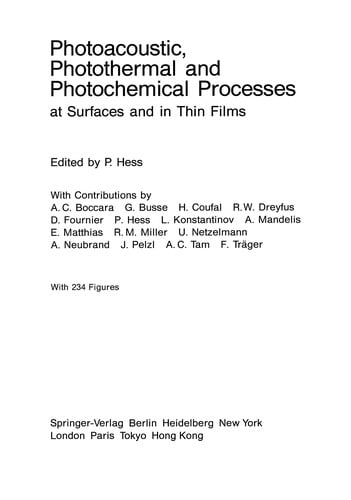 Photoacoustic, Photothermal and Photochemical Processes at Surfaces and in Thin Films