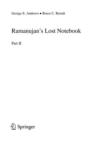 Ramanujan's Lost Notebook