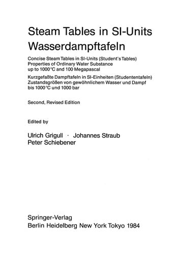 Steam Tables in SI-Units/Wasserdampftafeln