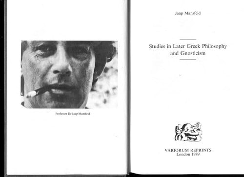 Studies in Later Greek Philosophy and Gnosticism (Variorum Collected Studies)