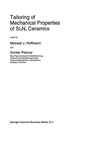 Tailoring of Mechanical Properties of Si3N4 Ceramics