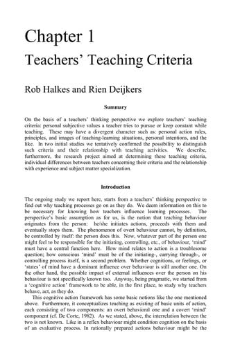 Teacher thinking twenty years on