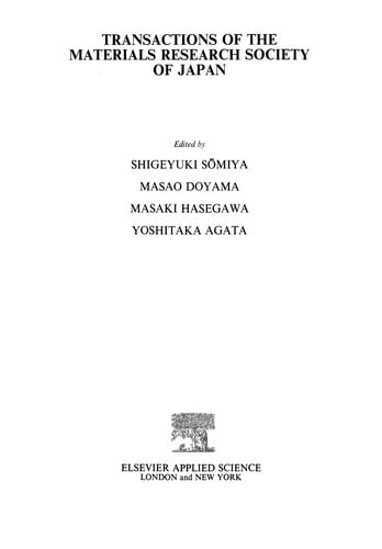 Transactions of the Materials Research Society of Japan