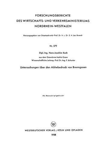 Untersuchungen über den Abhebedruck von Brenngasen