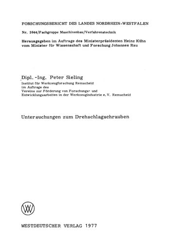 Untersuchungen zum Drehschlagschrauben