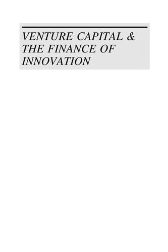 Venture capital and the finance of innovation