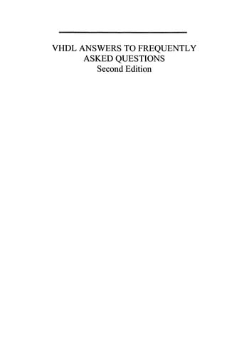 VHDL Answers to Frequently Asked Questions
