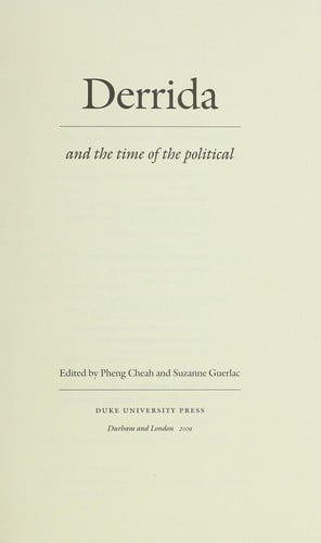 Derrida and the time of the political