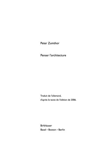 Penser l'architecture