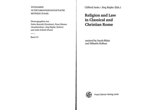 Religion and law in classical and Christian Rome