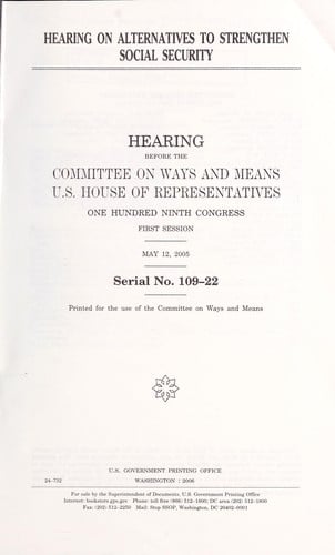 Hearing on alternatives to strengthen social security