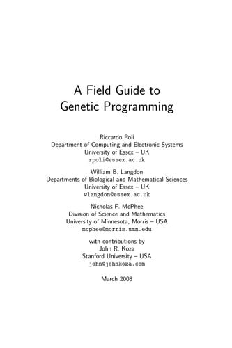 A field guide to genetic programming