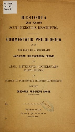 Hesiodia quae vocatur scuti Herculis desriptio ...