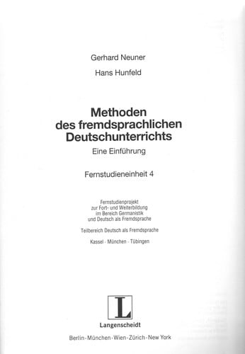 Methoden des fremdsprachlichen Deutschunterrichts