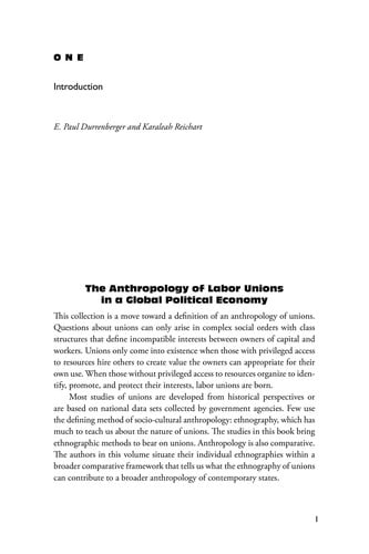 The anthropology of labor unions