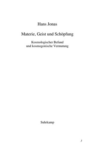 Materie, Geist und Schöpfung