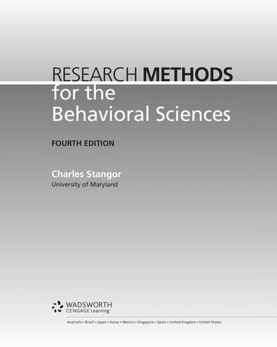 Research methods for the behavioral sciences