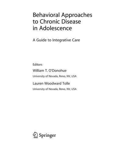 Behavioral approaches to chronic disease in adolescence