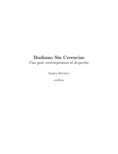 Budismo sin creencias