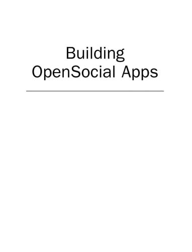 Building OpenSocial apps