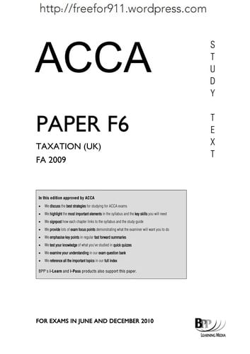 ACCA, for exams in 2010