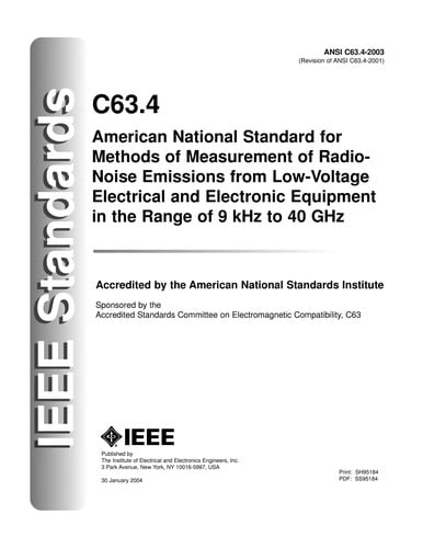 American national standard for methods of measurement of radio-noise emissions from low-voltage electrical and electronic equipment in the range of 9 kHz to 40 GHz
