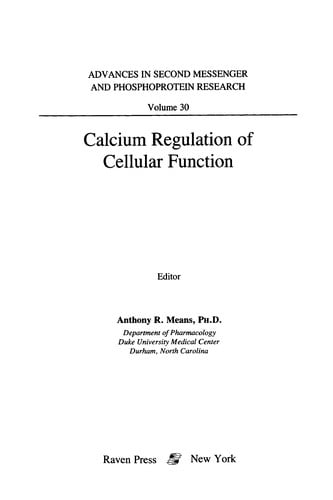 Calcium regulation of cellular function
