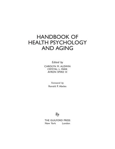 Handbook of health psychology and aging