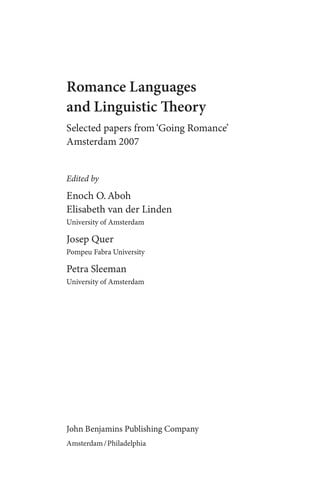 Romance languages and linguistic theory