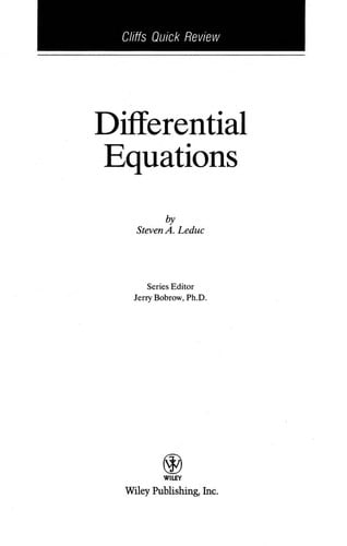 CliffsQuickReview Differential Equations