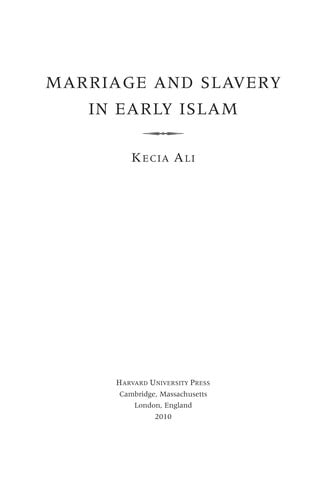 Marriage and slavery in early Islam
