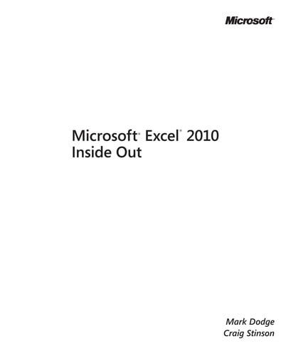 Microsoft Excel 2010 inside out