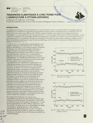 Tendances climatiques à long terme pour l'agriculture à Ottawa (Ontario)