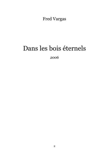 Dans les bois e ternels