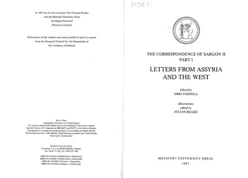 The Correspondence of Sargon II, Part III